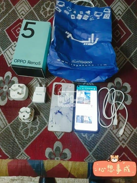 موبايل اوبو رينو 5 مستعمل بحالة ممتازة معاه كل مشتملاتة للبي