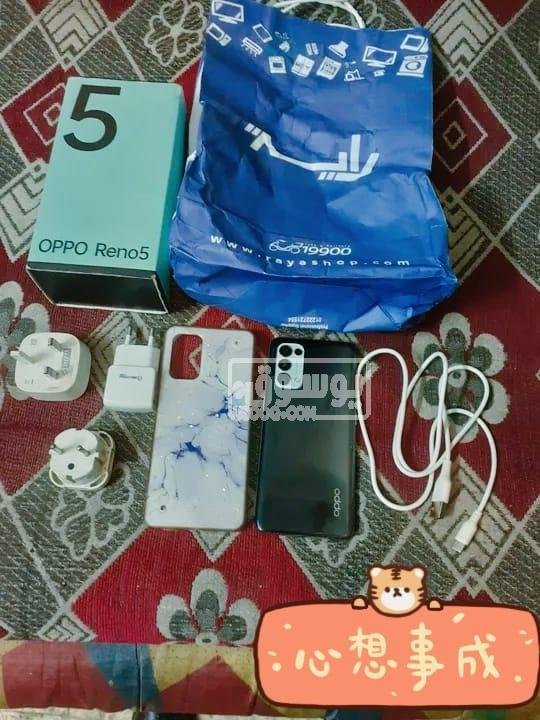 موبايل اوبو رينو 5 مستعمل بحالة ممتازة معاه كل مشتملاتة للبي