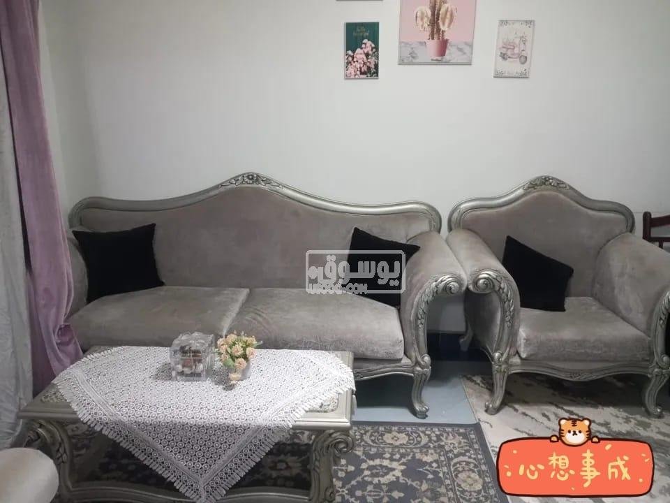 صالون سيلفر مودرن كامل مستعمل بحالة ممتازة للبيع بالقاهرة