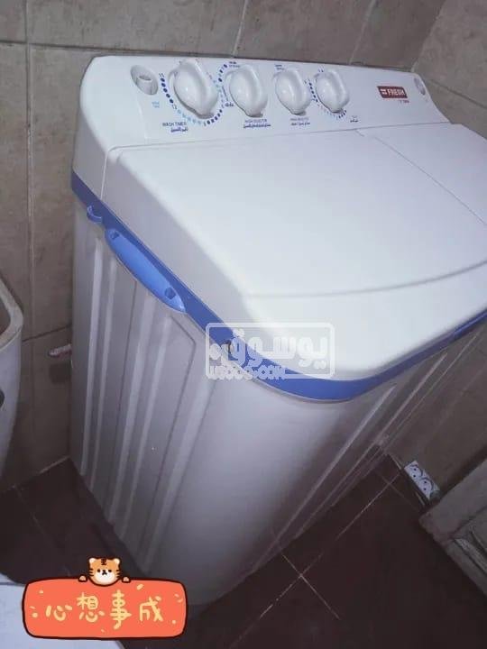 غسالة فريش نص اوتوماتيك اتنين حوض بحالة ممتازة للبيع